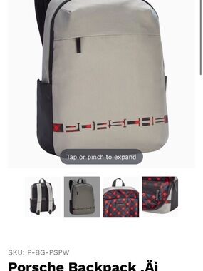 Porsche Design Light Gray and Black Backpack with Red Logo Detail